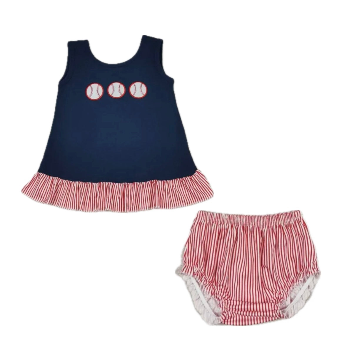 Baseballs & Ruffles Bummies Set