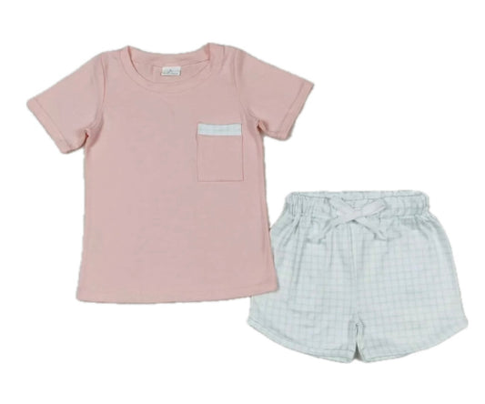 Pink and Green Boys Pocket Tee & Shorts