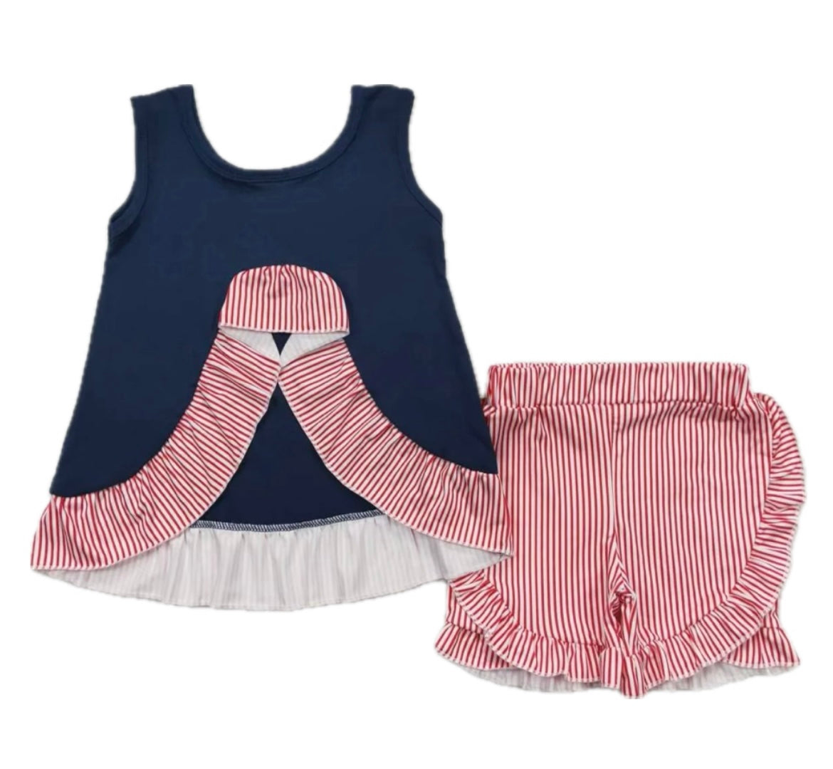 Baseballs & Ruffles Short Set